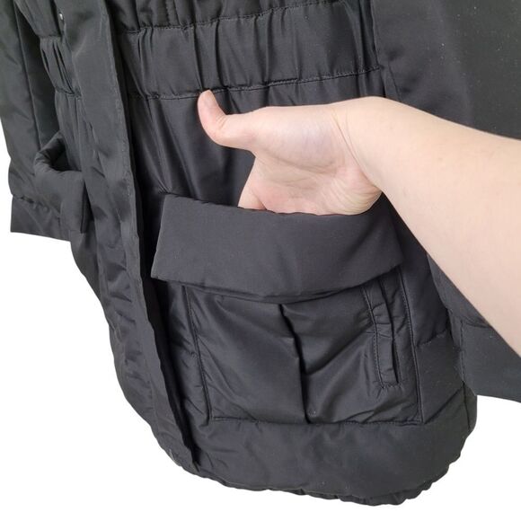 Trendy Black Winter Jacket With Furry Hoodie Size: Large - Picture 10 of 14